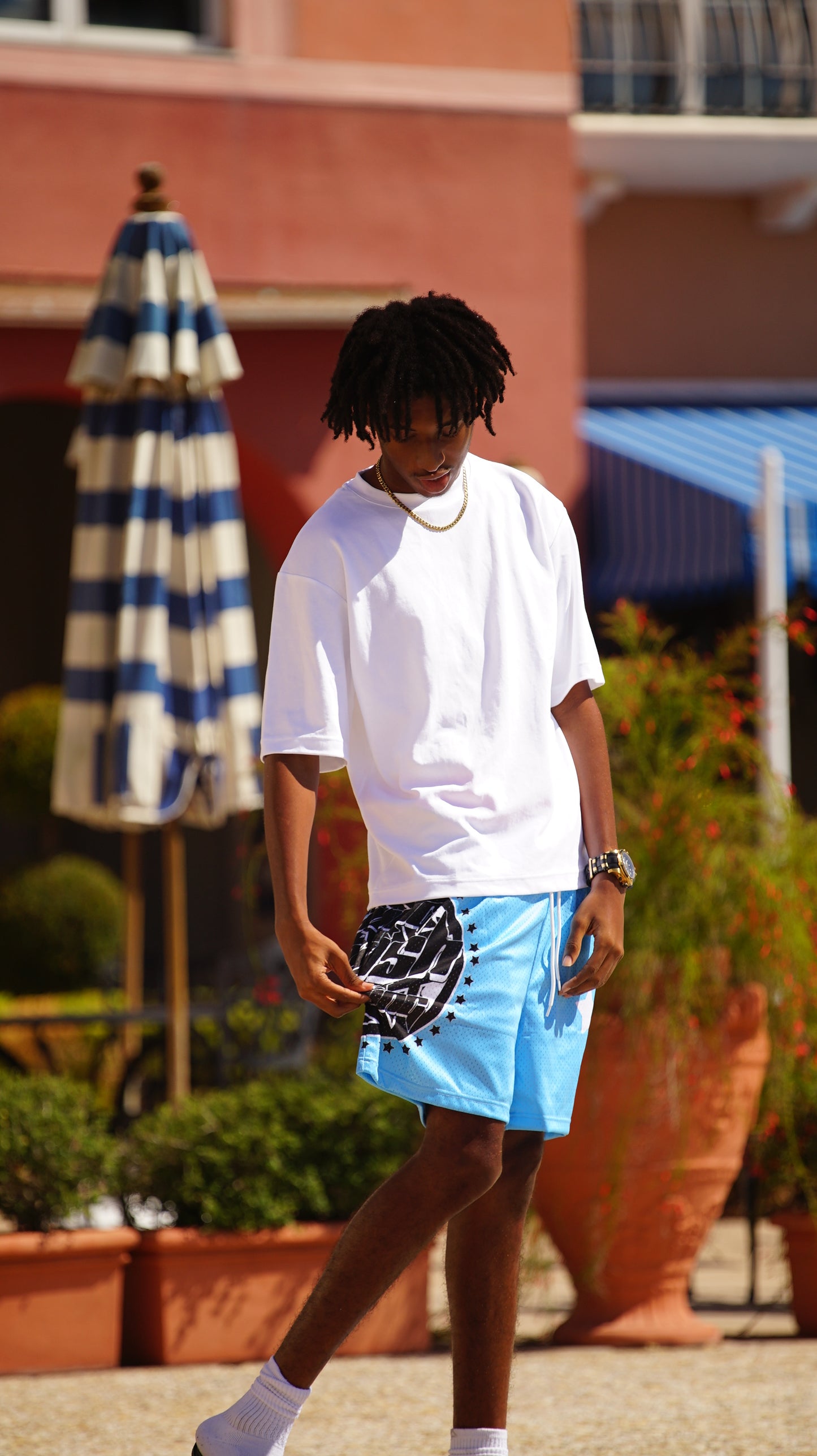 Star Globe Mesh Shorts (Blue)