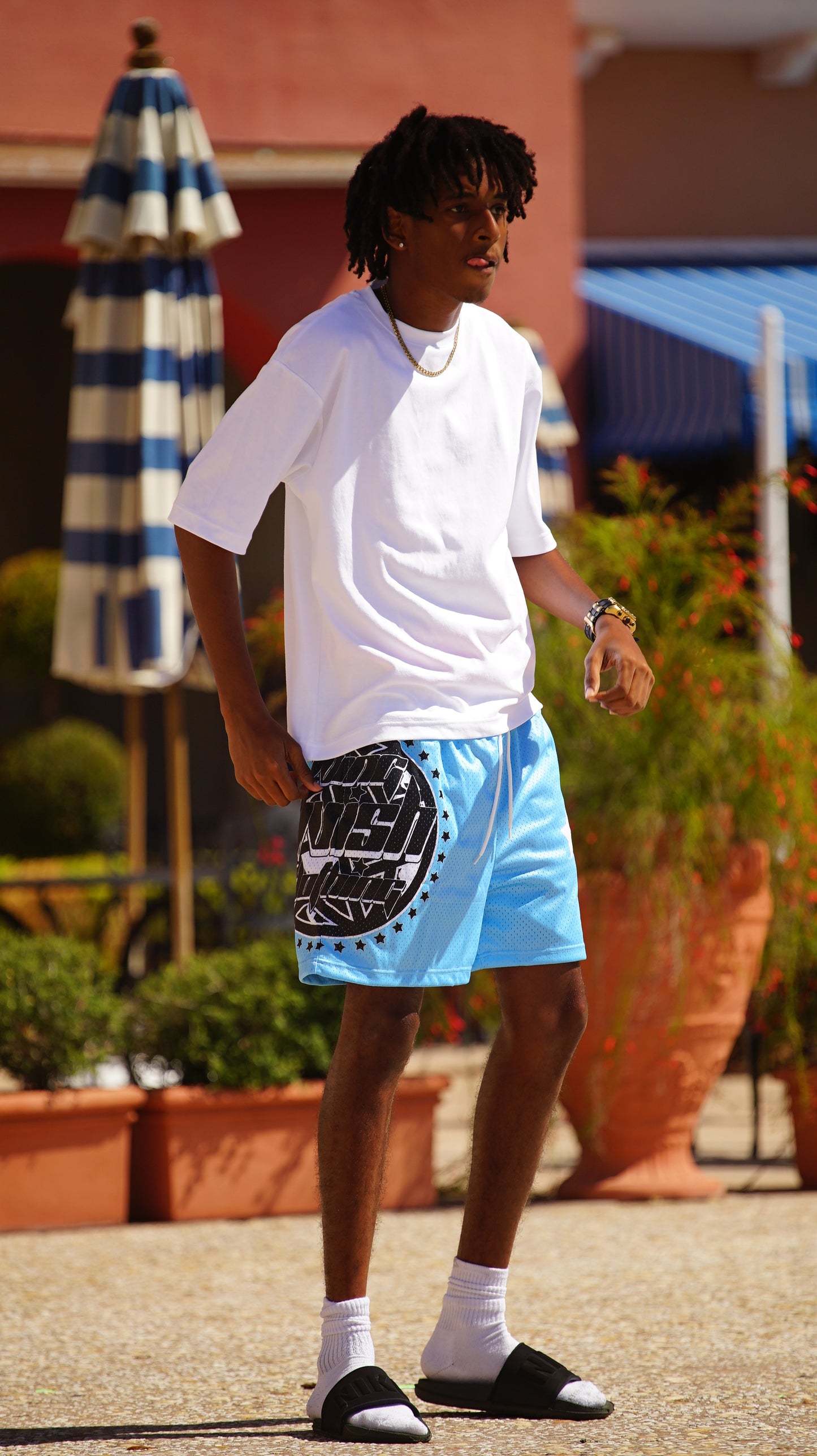 Star Globe Mesh Shorts (Blue)