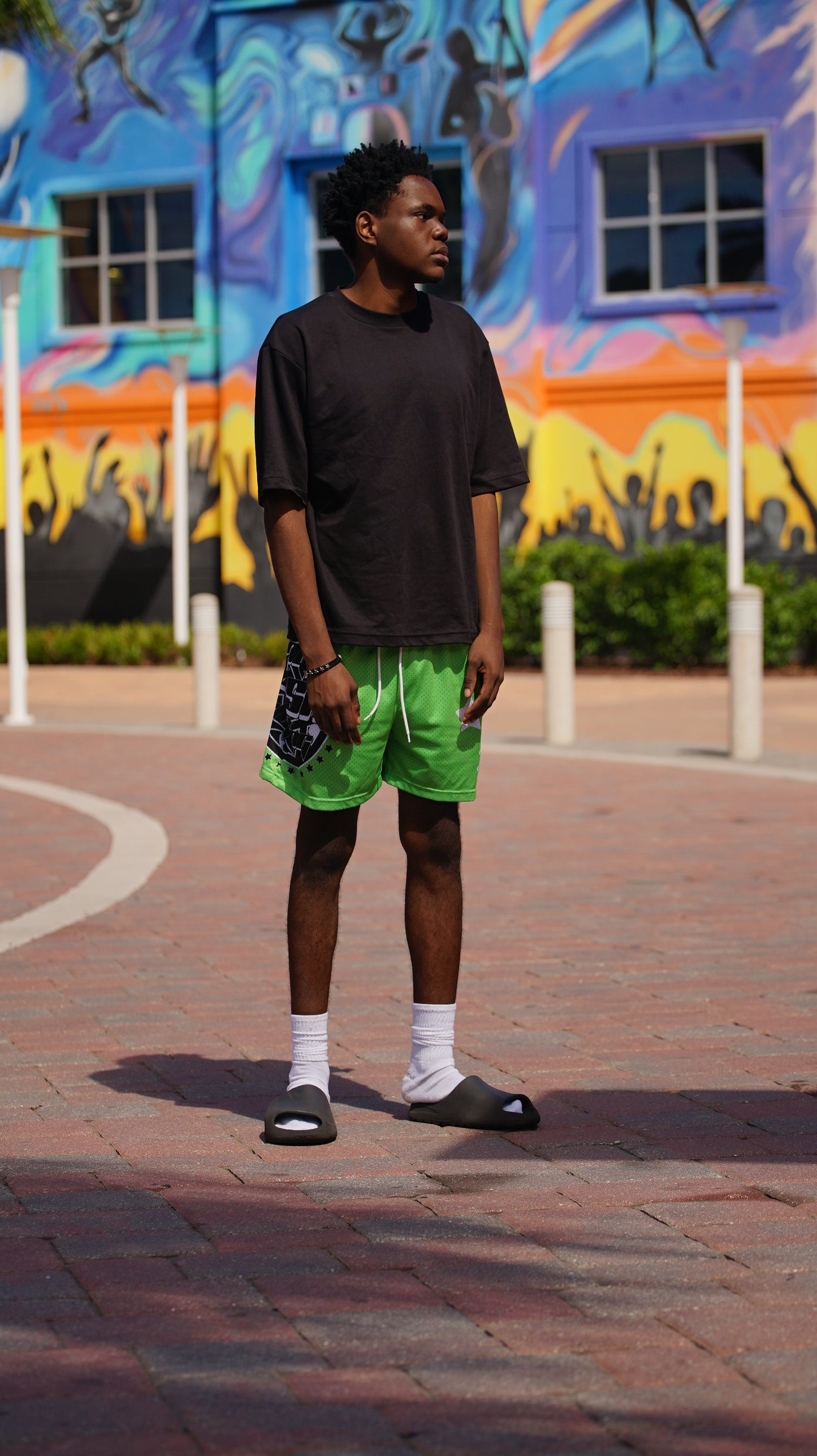 Star Globe Mesh Shorts (Slime Green)