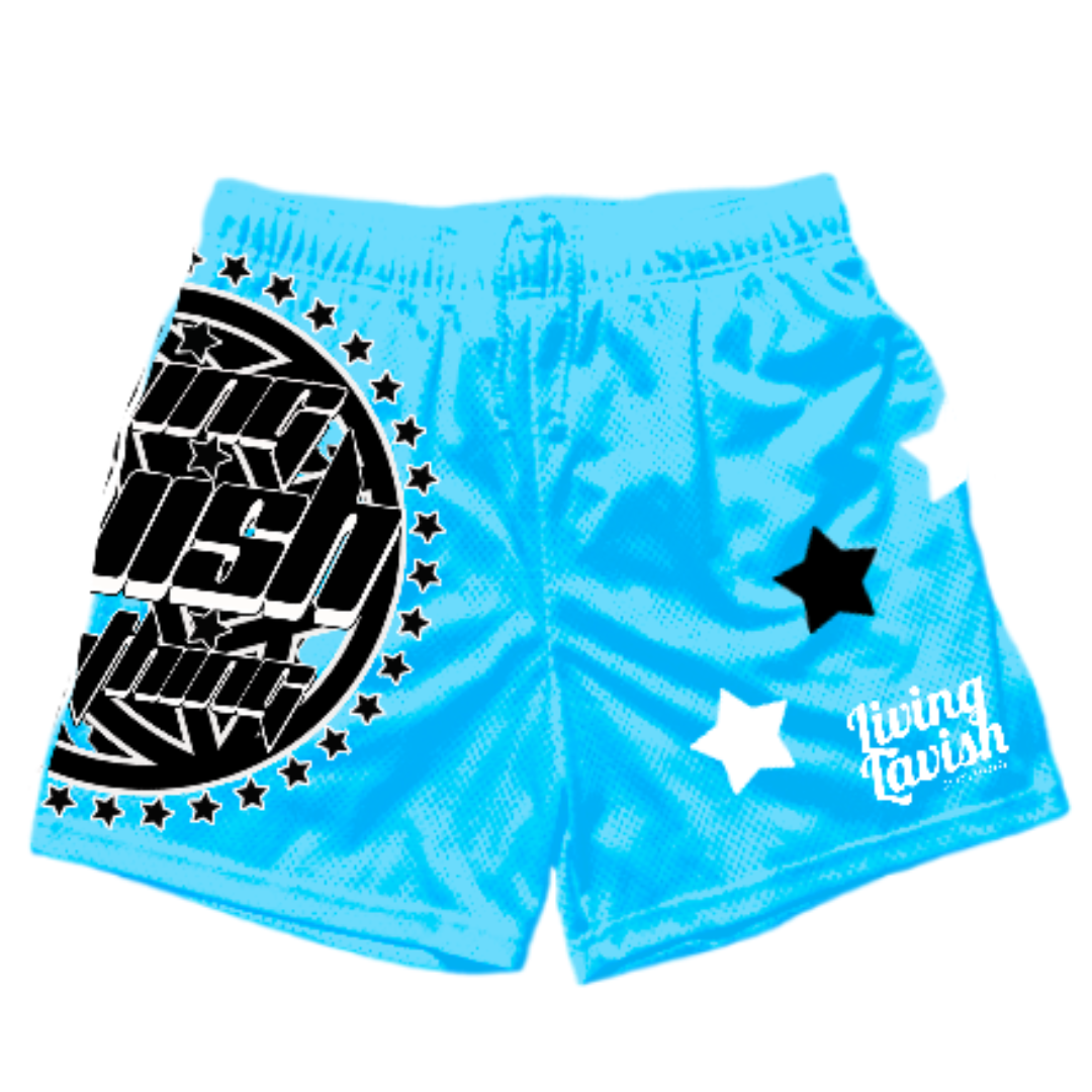 Star Globe Mesh Shorts (Blue)